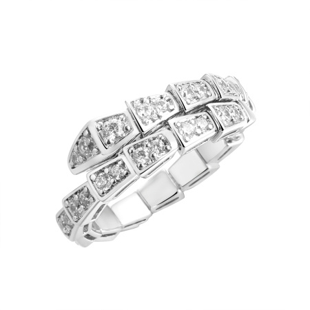 Серебряное кольцо с фианитами «Змея»