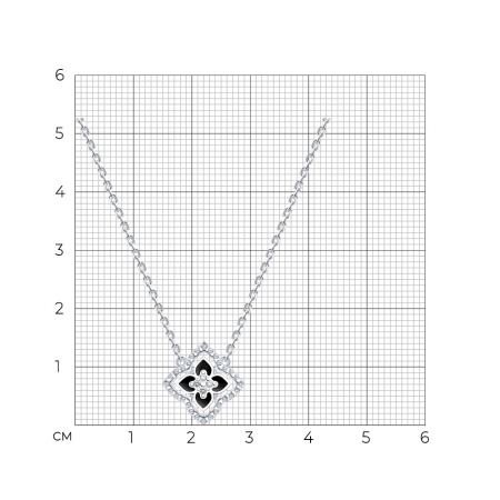 Колье из серебра с фианитами и эмалью «Цветок»