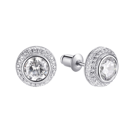 Серебряные серьги-пусеты с фианитами