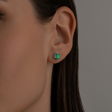 Серьги-пусеты из серебра с агатами