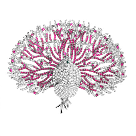 Серебряная брошь «Павлин»