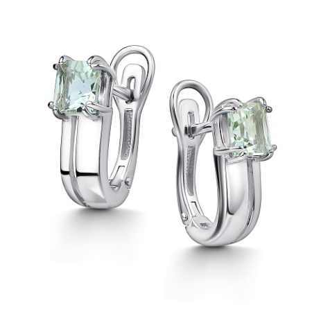 Серьги из серебра с празиолитом