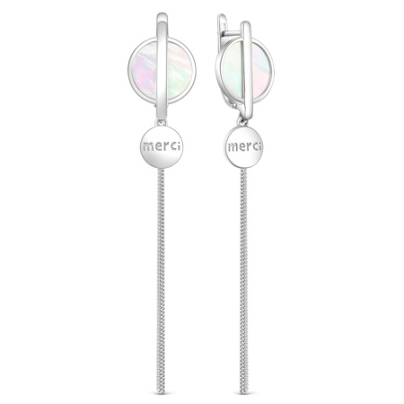 Серьги длинные из серебра с перламутром «Mersi»