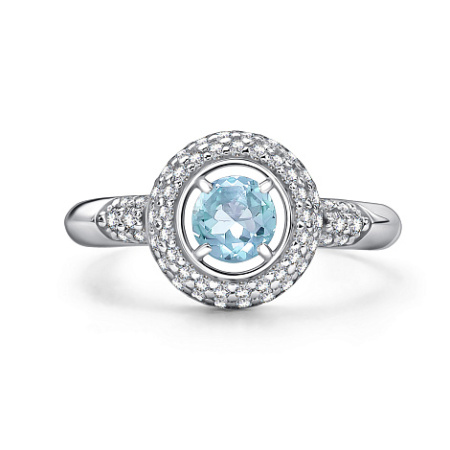 Кольцо из серебра с топазом и фианитами