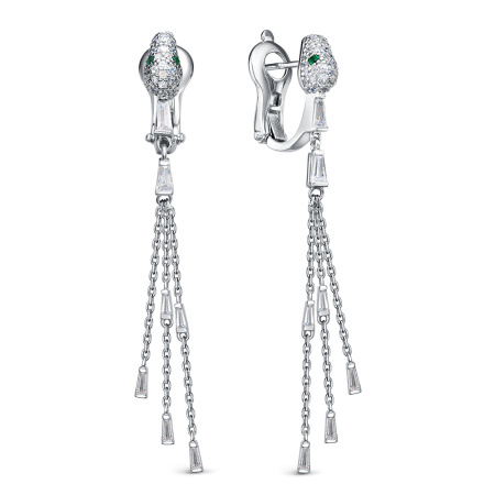 Серебряные серьги с фианитами «Змея»