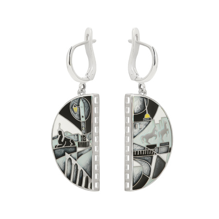 Серьги «Санкт-Петербург Ночь» из серебра с эмалью