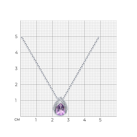 Серебряное колье с аметистом и фианитами