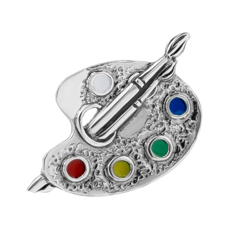 Брошь из серебра с эмалью «Палитра»