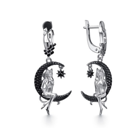 Серьги из серебра с фианитами «Лунная ведьма»