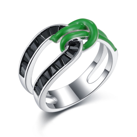 Кольцо из серебра с эмалью и шпинелью