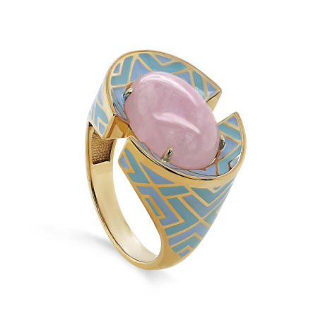 Кольцо из серебра с кунцитом в позолоте