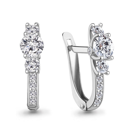 Серьги из серебра с фианитами