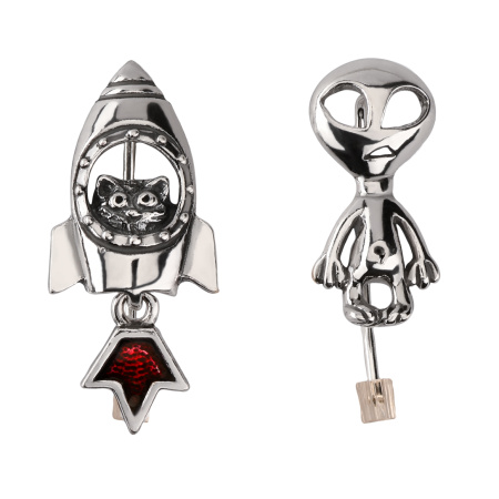 Серебряные ассиметричные серьги «Космо-stars»