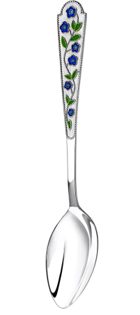 Серебряная чайная ложка «Лето-Василек» с эмалью