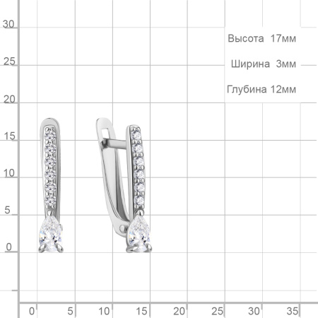 Серьги из серебра с фианитами