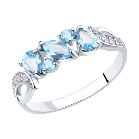 Серебряное кольцо с топазом и фианитами