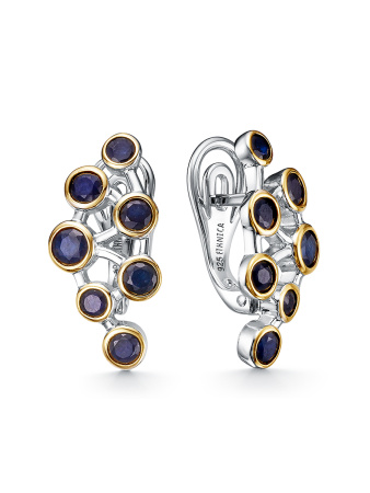 Серебряные серьги с сапфирами