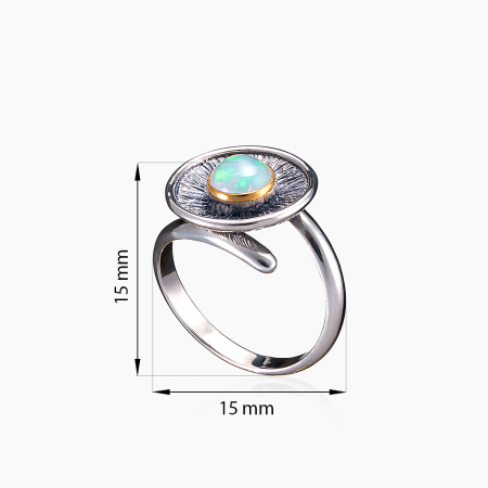 Серебряное кольцо «Небесный Диск» с опалом