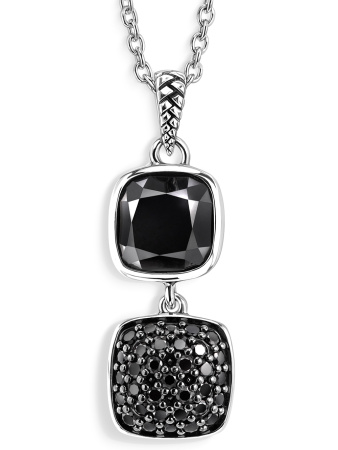 Кулон на цепи с черным ониксом и шпинелью