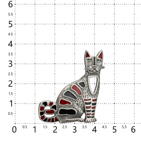 Серебряная брошь с эмалью «Кот Василий»