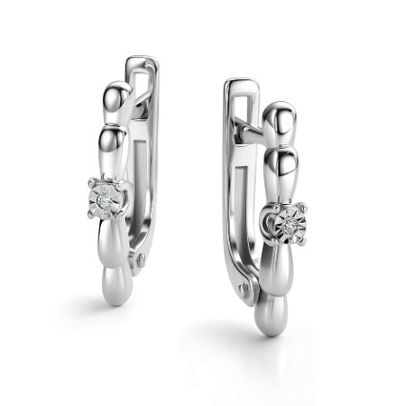 Серебряные серьги с бриллиантом