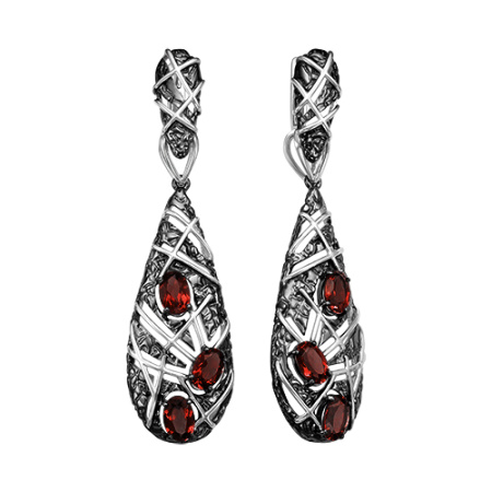 Серебряные серьги с гранатами