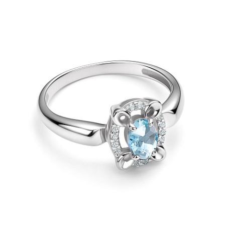 Кольцо из серебра с топазом и фианитами