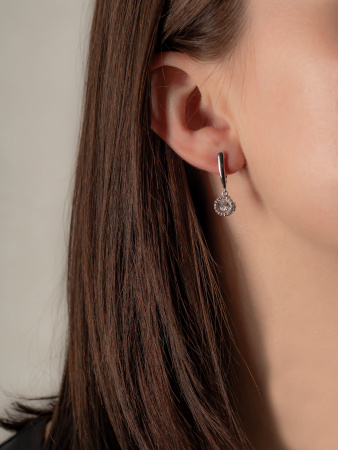 Серьги серебряные с танцующими фианитами