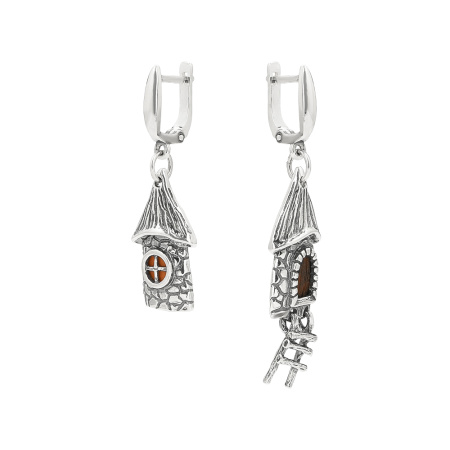 Серебряные серьги «Сказочный домик»
