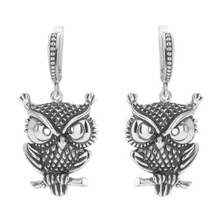 Серебряные серьги «Сплюшка сова»