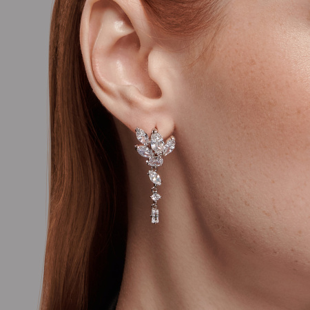 Серьги из серебра с фианитами Асимметрия