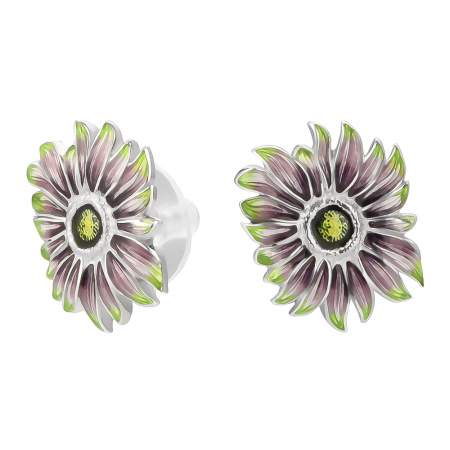 Пусеты «Астра» из серебра с эмалью