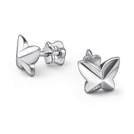 Детские серьги-гвоздики из серебра с бриллиантами «Бабочка»