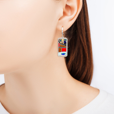 Серьги из серебра «Любительница абсента» с эмалью