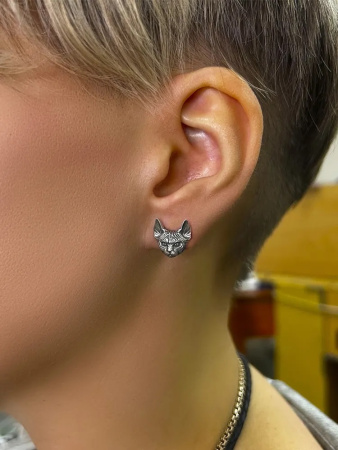 Серебряные серьги «Коты»