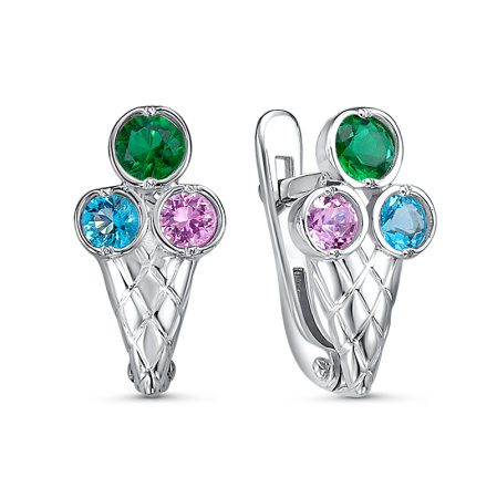 Серебряные серьги с кварцем «Мороженое»