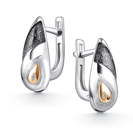 Серьги из серебра с бриллиантом