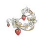 Серебряная брошь с эмалью и фианитами «Ягодка»