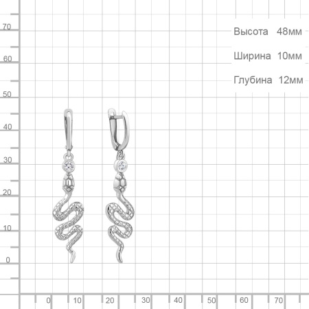 Серебряные серьги с фианитами «Змеи»