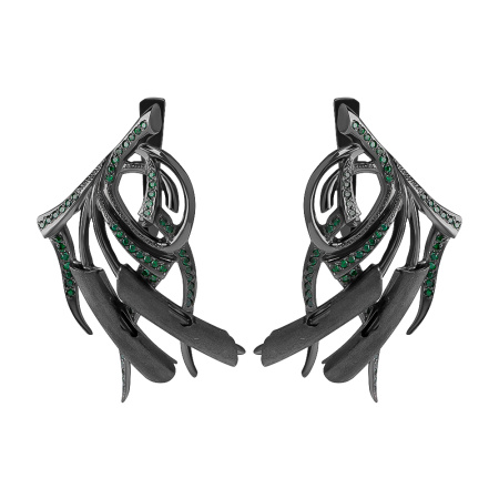 Серебряные серьги со шпинелью и фианитами