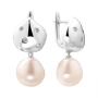 Серьги из серебра с жемчугом и фианитами