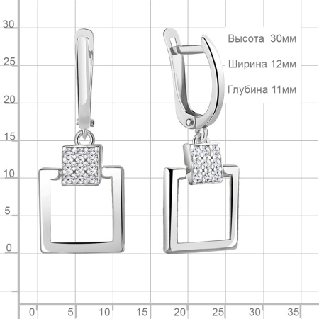 Серьги из серебра с фианитами