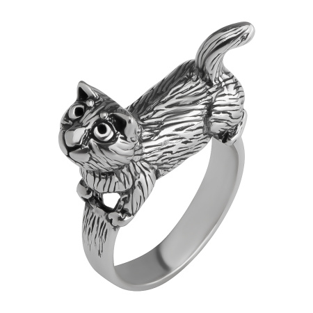 Серебряное кольцо «Кот манчкин»