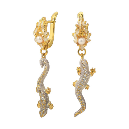 Серьги из серебра «Ящерица»