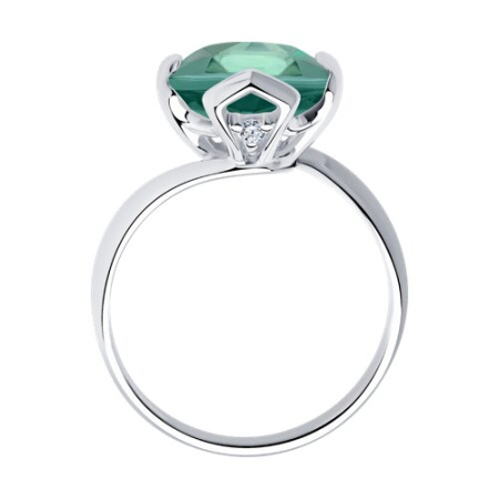 Серебряное кольцо с синтетическим кварцем и фианитами