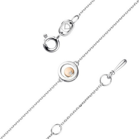 Серебряный браслет с бриллиантом «Дуэт»