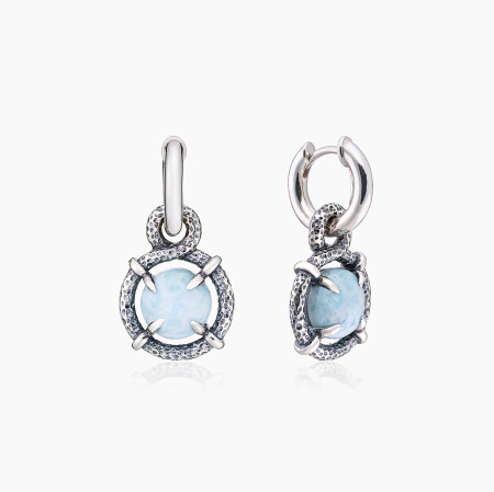 Серьги из серебра с камнем ларимар