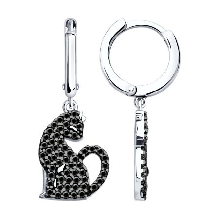 Серебряные серьги с фианитами «Кошка»