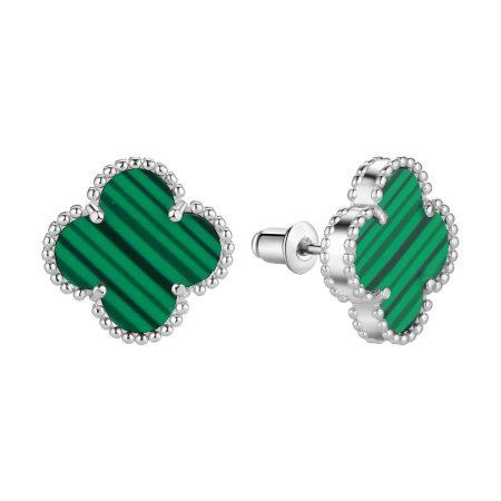 Серьги из серебра с малахитом