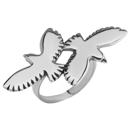 Кольцо из серебра «Голуби»